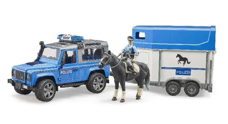 bruder Polizei-Set Land Rover + Pferdeanhänger