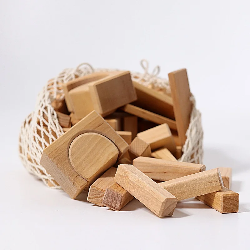 60 Geo-Blocks- Natural - Grimm's Wooden Toys