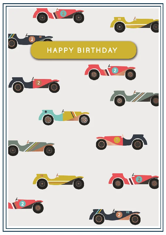 Happy Birthday Racing Car Embellished Birthday Greeting Card