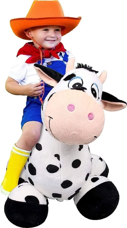 Inflate-A-Mals Inflatable 20" Ride-On Cow Black/White