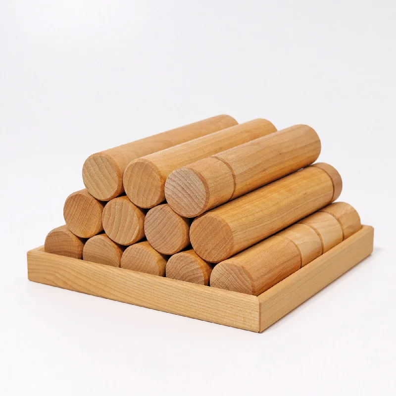 Large Wooden Building Rollers - Natural - Grimm's Wooden Toys