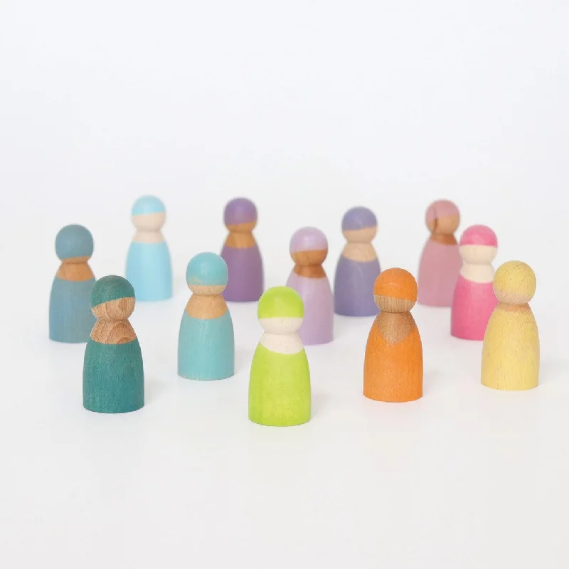 Pastel Friends - 12 Wooden Peg Dolls - Grimm's