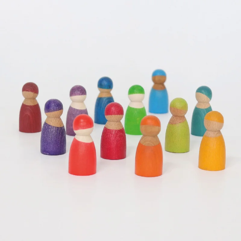 Rainbow Friends - 12 Wooden Peg Dolls - Grimm's