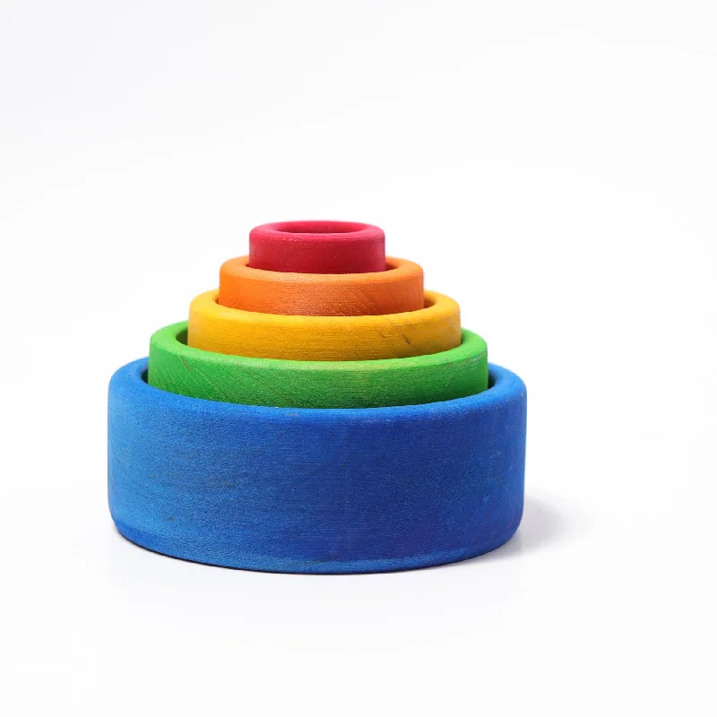 Rainbow Nesting Bowls - Blue - Grimm's Wooden Toys