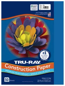 Tru-Ray® Construction Paper, Blue, 50 Sht/Pk, Various Sizes (Pacon)