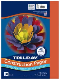 Tru-Ray® Construction Paper, Orange, 50 Sht/Pk, Various Sizes (Pacon)