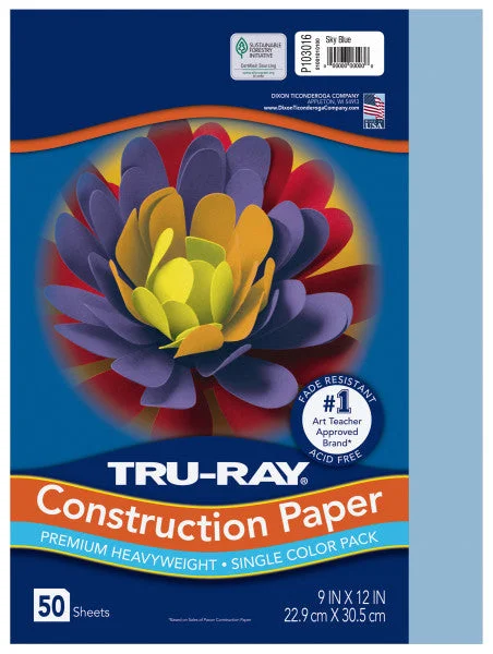 Tru-Ray® Construction Paper, Sky Blue, 50 Sht/Pk, Various Sizes (Pacon)