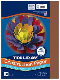 Tru-Ray® Construction Paper, Warm Brown, 50 Sht/Pk, Various Sizes (Pacon)