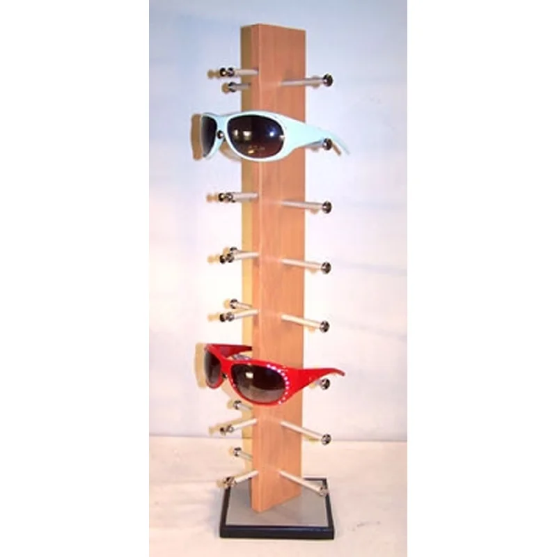 WOODEN BROWN 8 PAIR SUNGLASS DISPLAY RACK