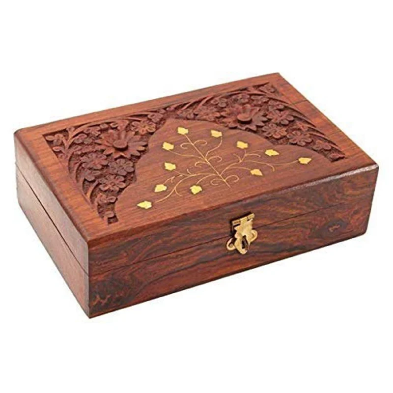 Wooden Decorated Brass Filled Box