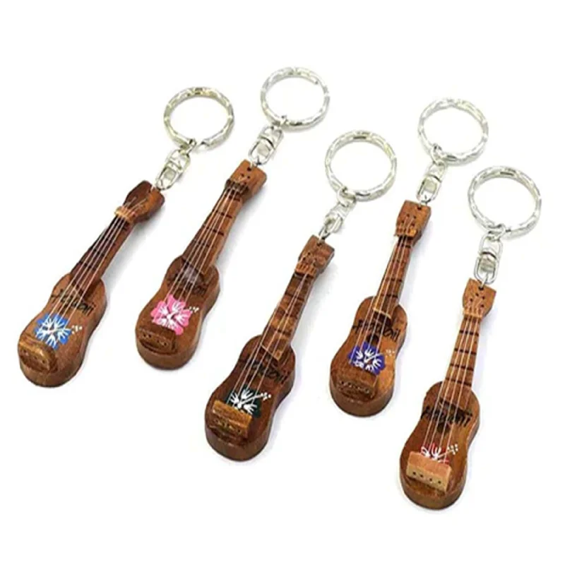 Wooden Hawaii Ukulele 3-Inch Keychain