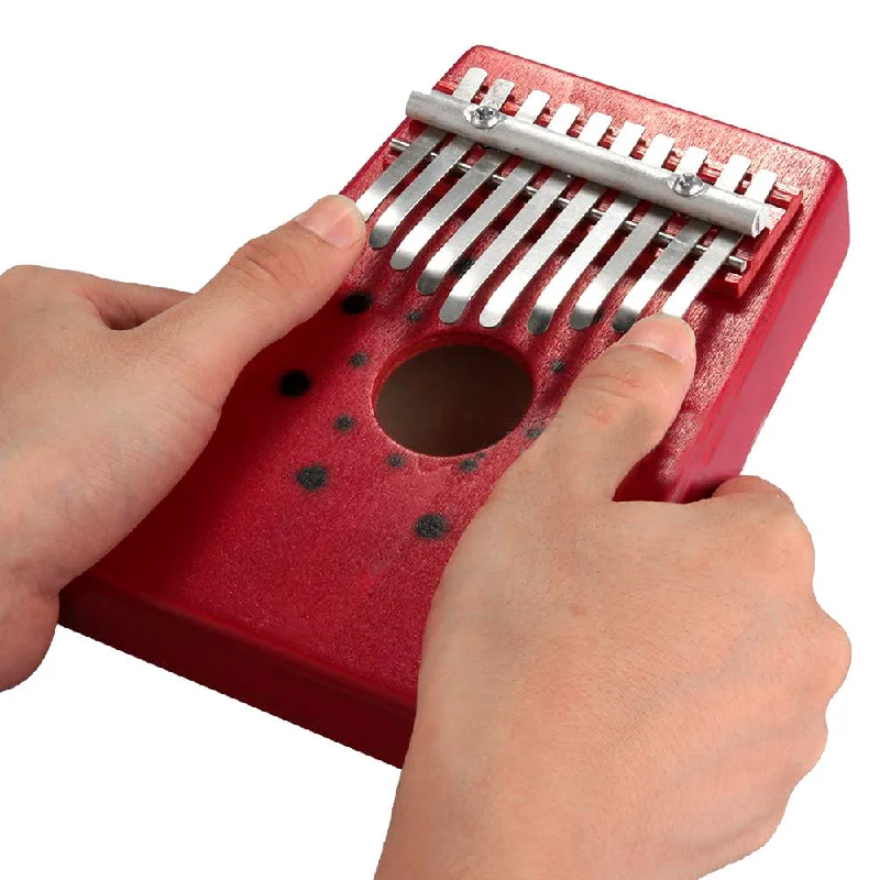 Red 10Keys Kalimba Thumb Piano Traditional Musical Instrument Portable Great Gift