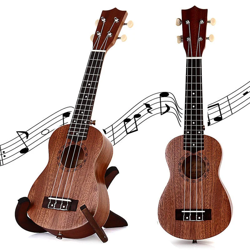 21 Inch Soprano Ukulele TOKKY Uke Four 4 Strings Instrument Brown Laser Engraving No-border Semi-closed Rosewood Sapele Ukelele