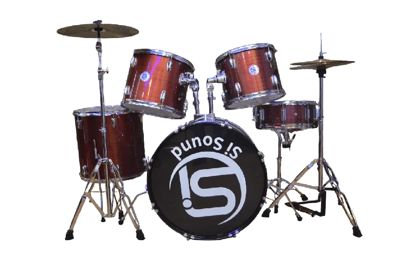 Si Sound 5-piece Complete Drum Set with Cymbals - Red (1.0)